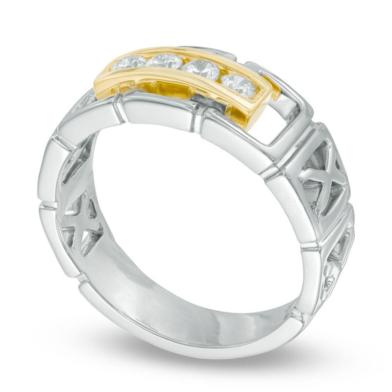 Men's 0.33 CT. T.W. Natural Diamond Ring in Sterling Silver and Solid 10K Yellow Gold