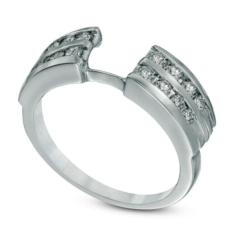 0.38 CT. T.W. Natural Clarity Enhanced Diamond Double Row Solitaire Enhancer in Solid 14K White Gold