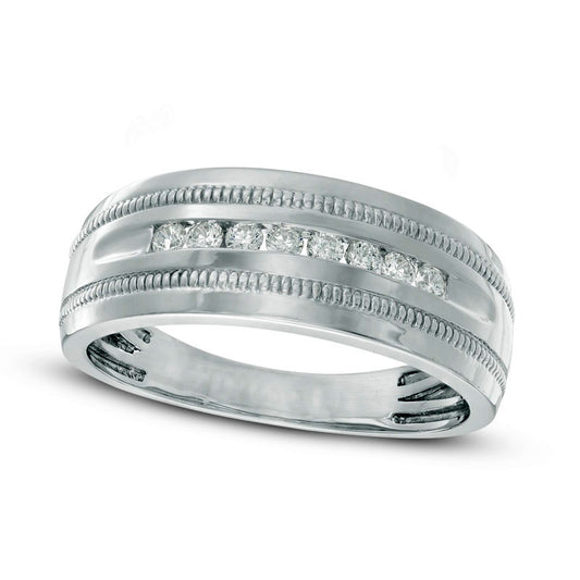 Men's 0.25 CT. T.W. Natural Diamond Wedding Band in Solid 10K White Gold