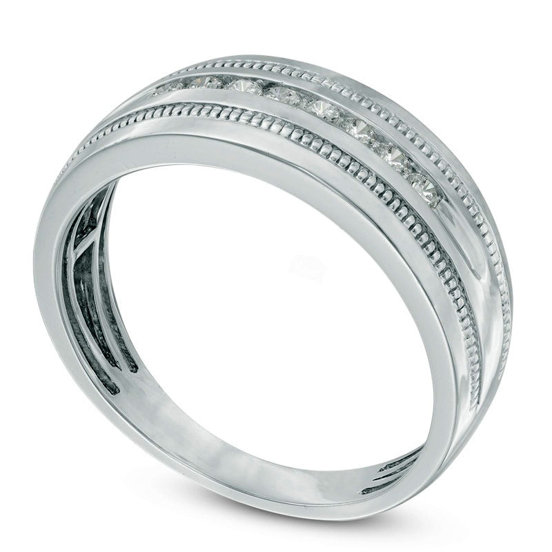 Men's 0.25 CT. T.W. Natural Diamond Wedding Band in Solid 10K White Gold