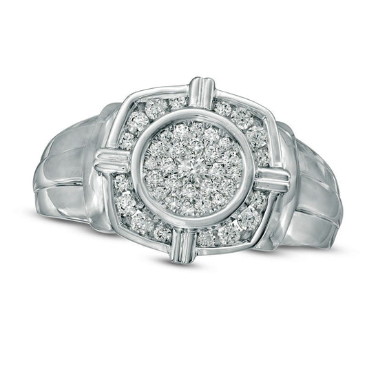 Men's 0.50 CT. T.W. Natural Diamond Compass Ring in Solid 10K White Gold