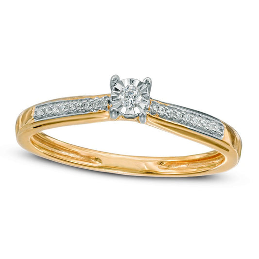 0.07 CT. T.W. Natural Diamond Promise Ring in Solid 10K Yellow Gold