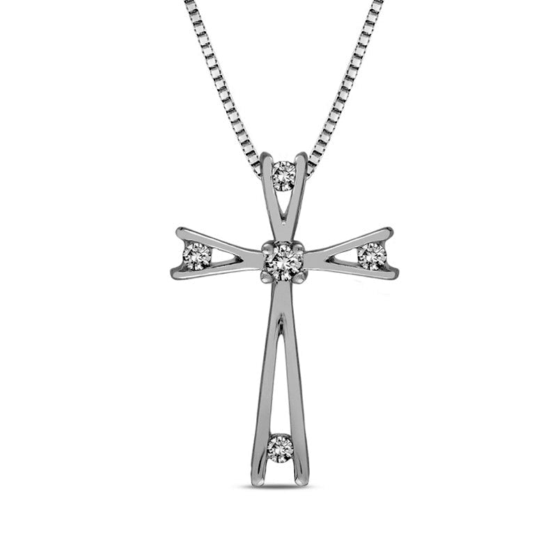 0.1 CT. T.W. Natural Diamond Windmill Cross Pendant in Sterling Silver