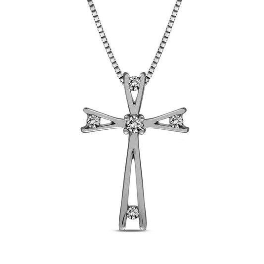 0.1 CT. T.W. Natural Diamond Windmill Cross Pendant in Sterling Silver