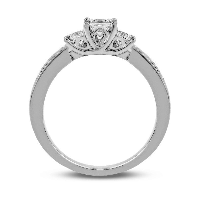 0.50 CT. T.W. Princess-Cut Natural Diamond Three Stone Engagement Ring in Solid 14K White Gold