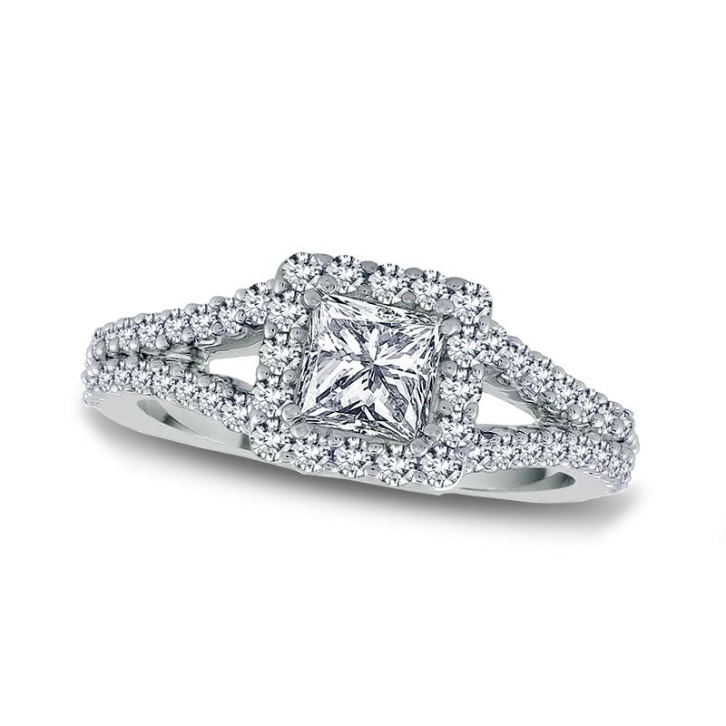 2.0 CT. T.W. Princess-Cut Natural Diamond Frame Bridal Engagement Ring Set in Solid 14K White Gold