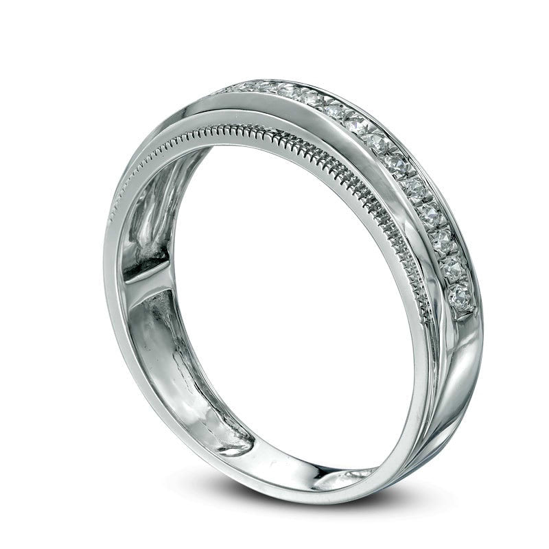 Men's 0.25 CT. T.W. Natural Diamond Milgrain Wedding Band in Solid 10K White Gold