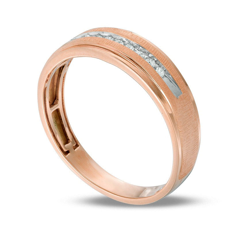 Men's 0.10 CT. T.W. Natural Diamond Wedding Band in Solid 10K Rose Gold