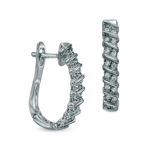 0.2 CT. T.W. Diamond Double Row Cascading Hoop Earrings in 10K White Gold