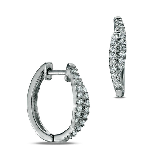 0.25 CT. T.W. Diamond Hoop Earrings in 10K White Gold