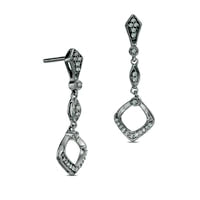 0.17 CT. T.W. Diamond Open Square Drop Earrings in Sterling Silver