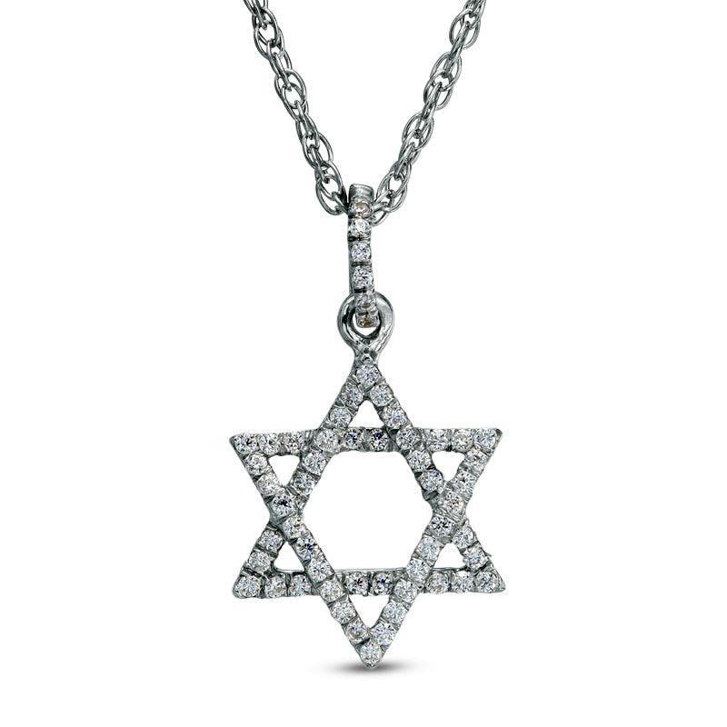 0.17 CT. T.W. Natural Diamond Star of David Pendant in Sterling Silver