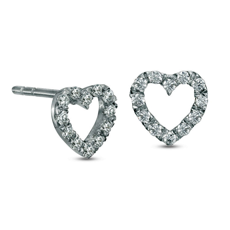 0.25 CT. T.W. Diamond Heart Outline Stud Earrings in 10K White Gold