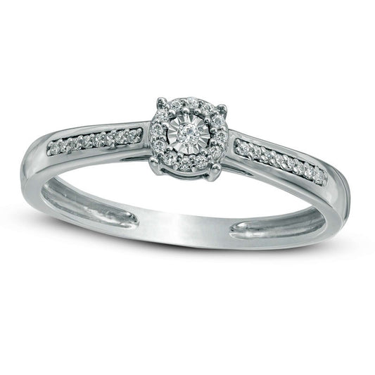 0.13 CT. T.W. Natural Diamond Frame Promise Ring in Solid 10K White Gold