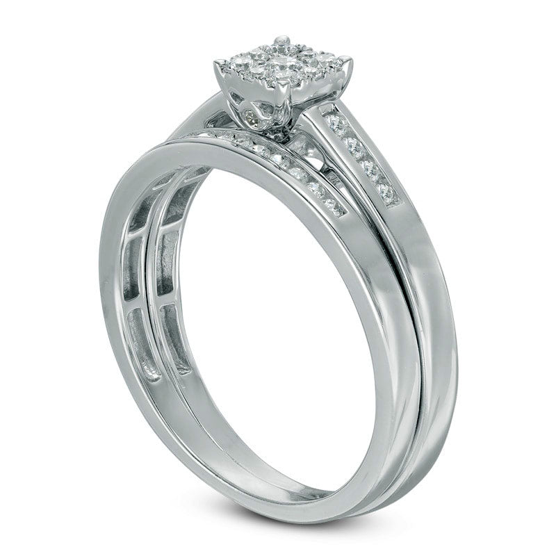 0.33 CT. T.W. Composite Natural Diamond Bridal Engagement Ring Set in Solid 10K White Gold