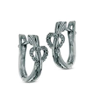 0.1 CT. T.W. Diamond Heart Criss-Cross Hoop Earrings in Sterling Silver