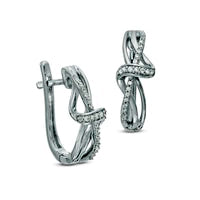 0.2 CT. T.W. Diamond Ribbon Overlay Hoop Earrings in Sterling Silver