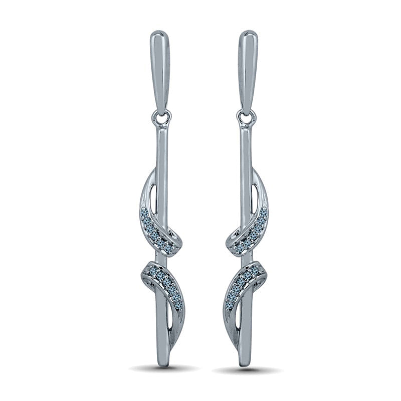 0.07 CT. T.W. Diamond Ribbon Overlay Stick Drop Earrings in 10K White Gold