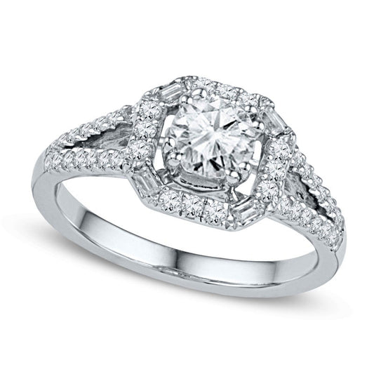 0.75 CT. T.W. Natural Diamond Frame Engagement Ring in Solid 10K White Gold