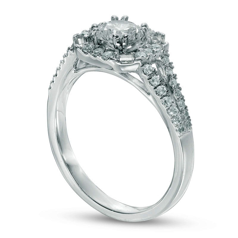 0.75 CT. T.W. Natural Diamond Frame Engagement Ring in Solid 10K White Gold