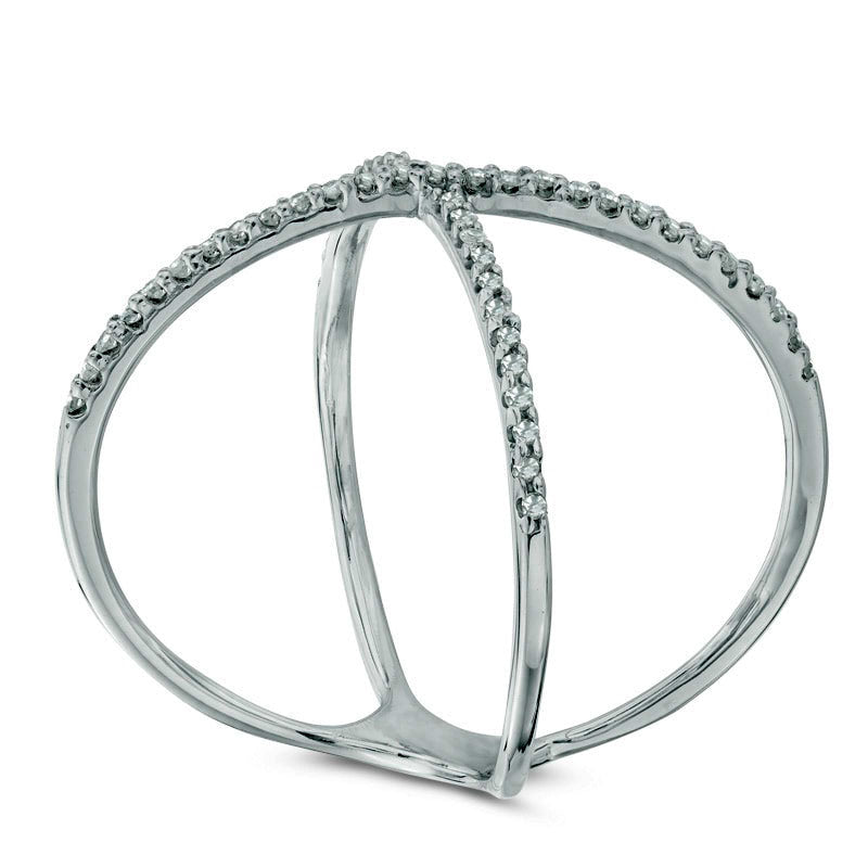 0.13 CT. T.W. Natural Diamond Criss-Cross Orbit Ring in Sterling Silver