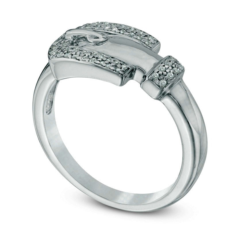 0.13 CT. T.W. Natural Diamond Buckle Ring in Sterling Silver