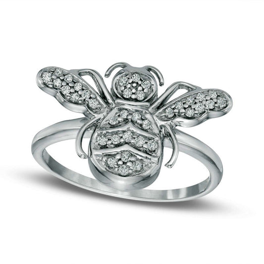 0.13 CT. T.W. Natural Diamond Bumble Bee Ring in Sterling Silver