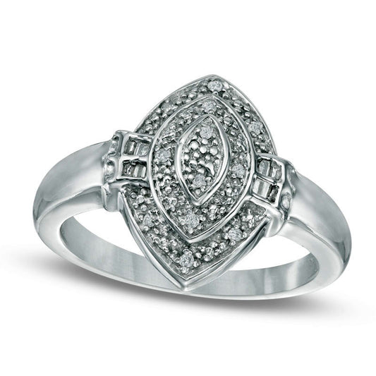 Natural Diamond Accent Layered Marquise Ring in Sterling Silver