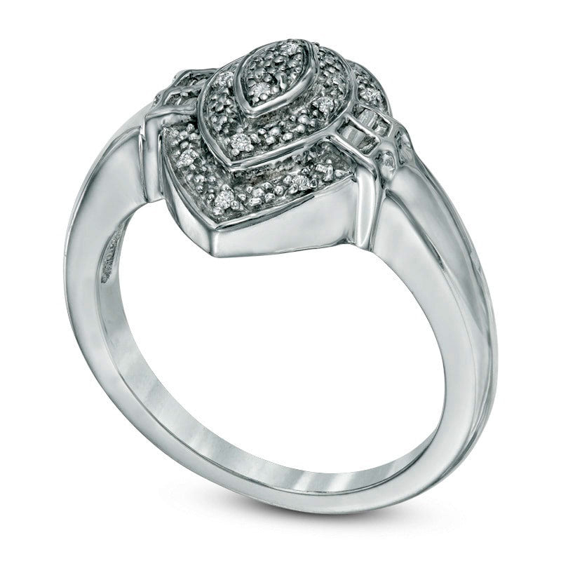 Natural Diamond Accent Layered Marquise Ring in Sterling Silver