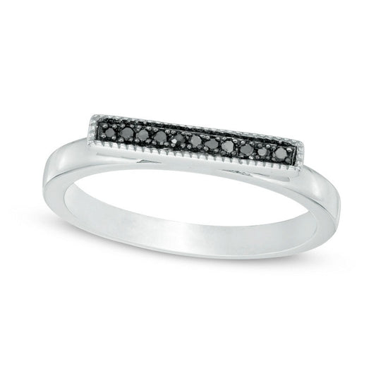 Enhanced Black Natural Diamond Accent Bar Ring in Sterling Silver