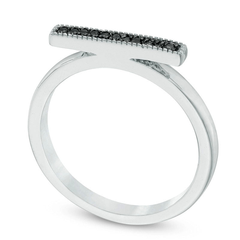 Enhanced Black Natural Diamond Accent Bar Ring in Sterling Silver