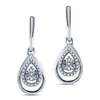 0.13 CT. T.W. Diamond Teardrop-Shaped Drop Earrings in Sterling Silver