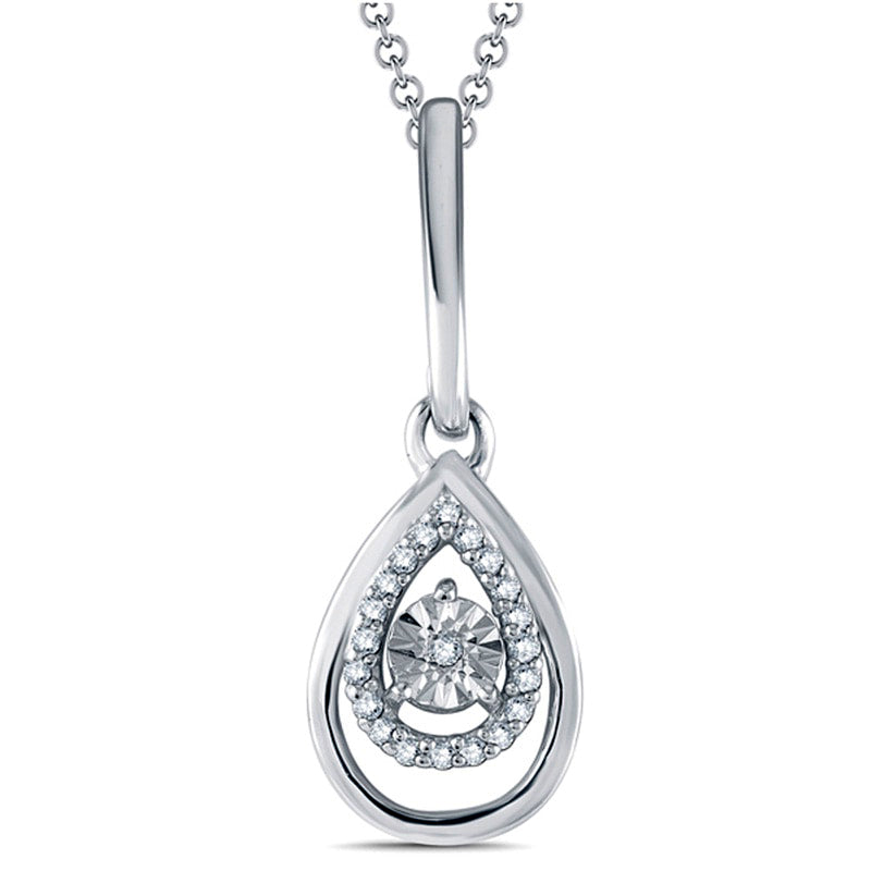 Natural Diamond Accent Double Teardrop Pendant in Sterling Silver