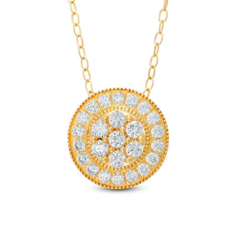 0.5 CT. T.W. Natural Diamond Composite Antique Vintage-Style Pendant in 10K Yellow Gold