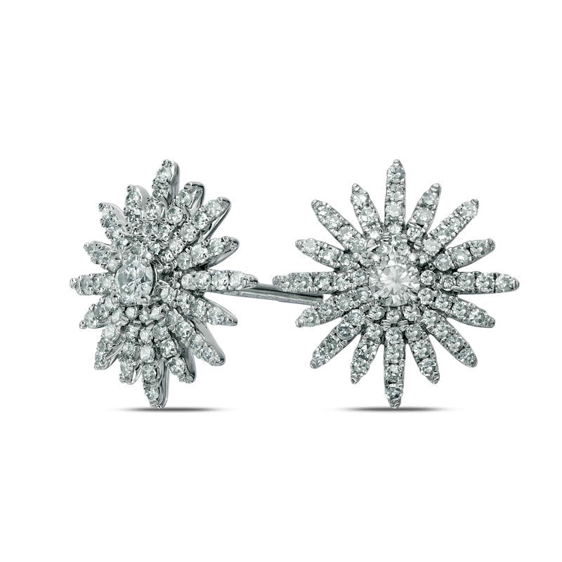 0.63 CT. T.W. Diamond Starburst Stud Earrings in 14K White Gold