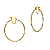 0.25 CT. T.W. Diamond Hoop Earrings in Sterling Silver and 14K Gold Plate