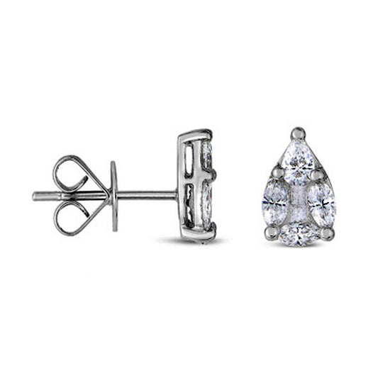 Adorne Collection 0.75 CT. T.W. Composite Diamond Pear-Shaped Stud Earrings in 14K White Gold