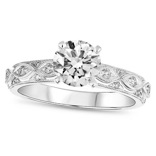 0.63 CT. T.W. Natural Diamond Milgrain Infinity Ribbon Engagement Ring in Solid 14K White Gold