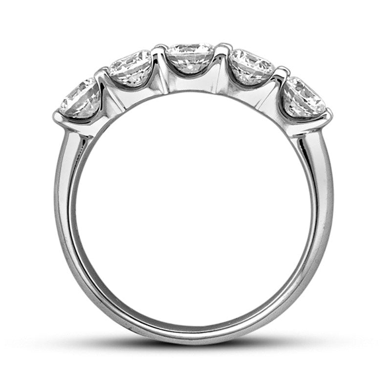 1.17 CT. T.W. Natural Diamond Five Stone Anniversary Band in Solid 14K White Gold