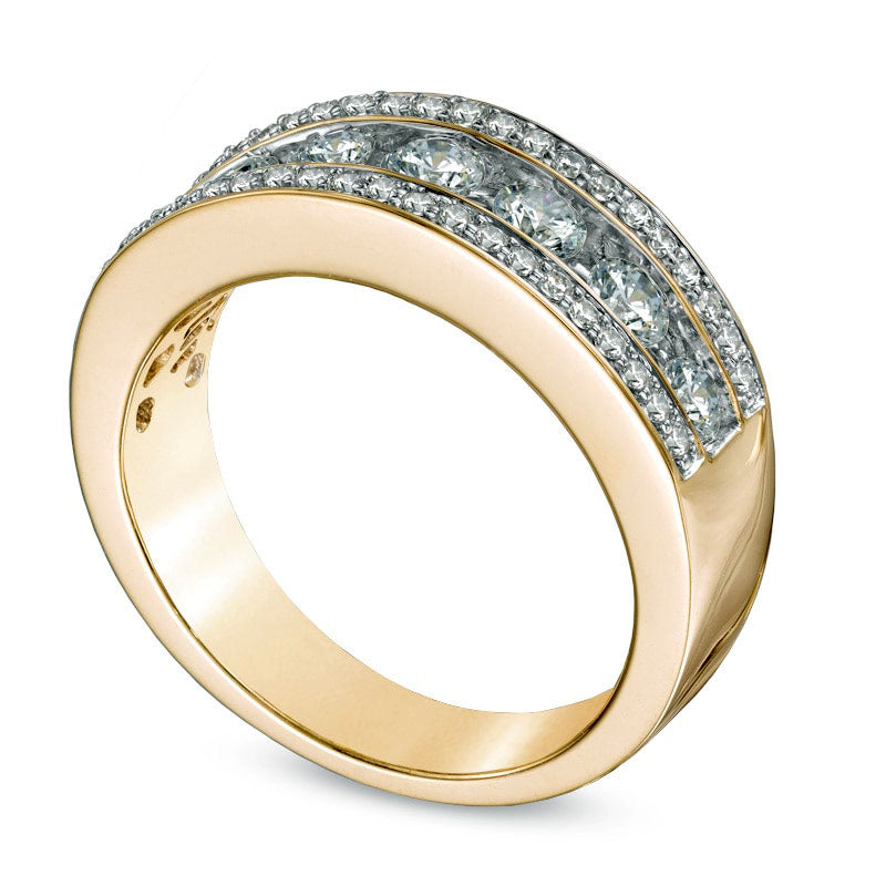 1.0 CT. T.W. Natural Diamond Seven Stone Band in Solid 14K Gold