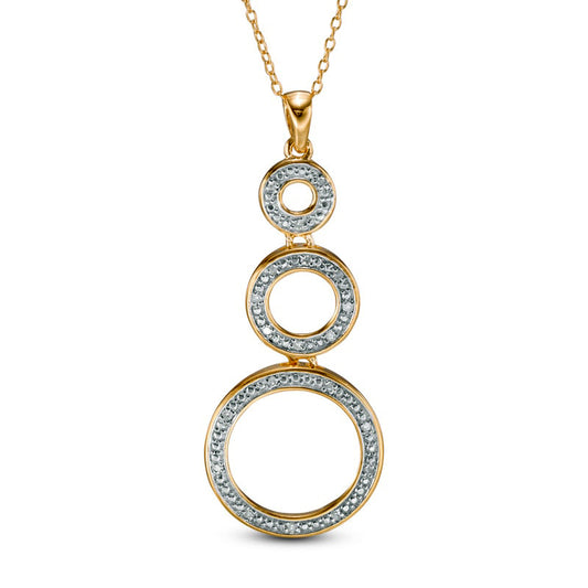 0.1 CT. T.W. Natural Diamond Three Circle Drop Pendant in Sterling Silver and 18K Gold Plate