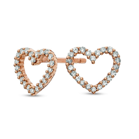 0.1 CT. T.W. Diamond Heart Stud Earrings in 10K Rose Gold