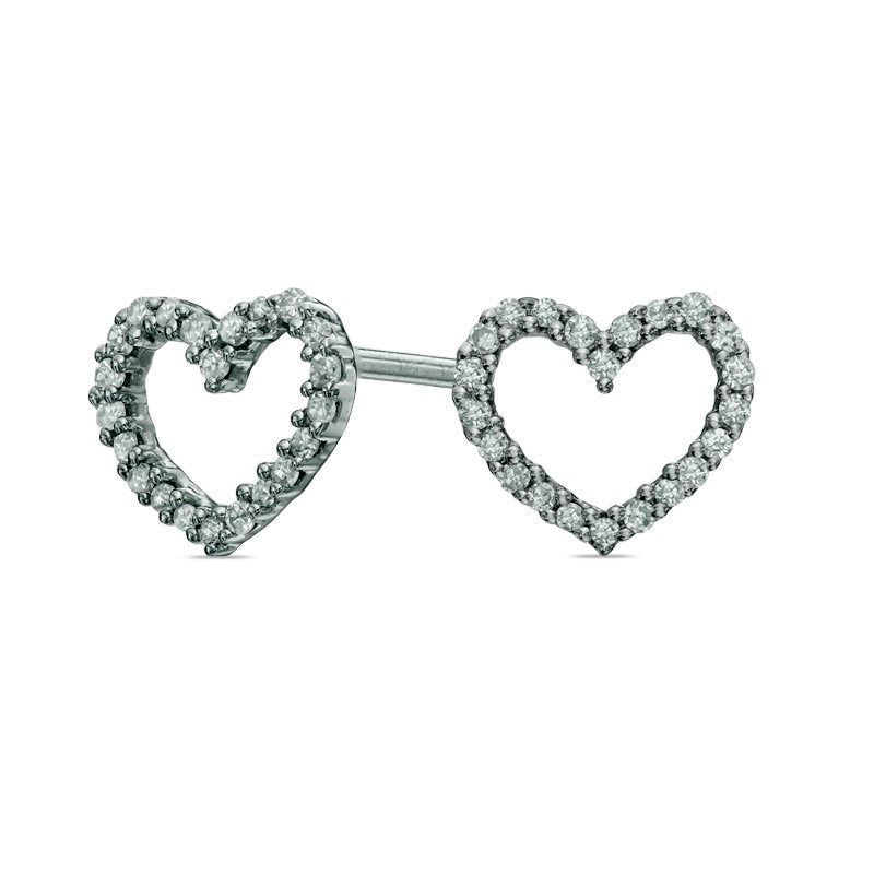 0.1 CT. T.W. Diamond Heart Stud Earrings in 10K White Gold