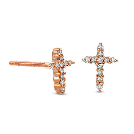 Diamond Accent Cross Stud Earrings in 10K Rose Gold