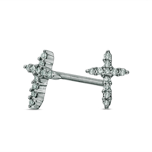 Diamond Accent Cross Stud Earrings in 10K White Gold