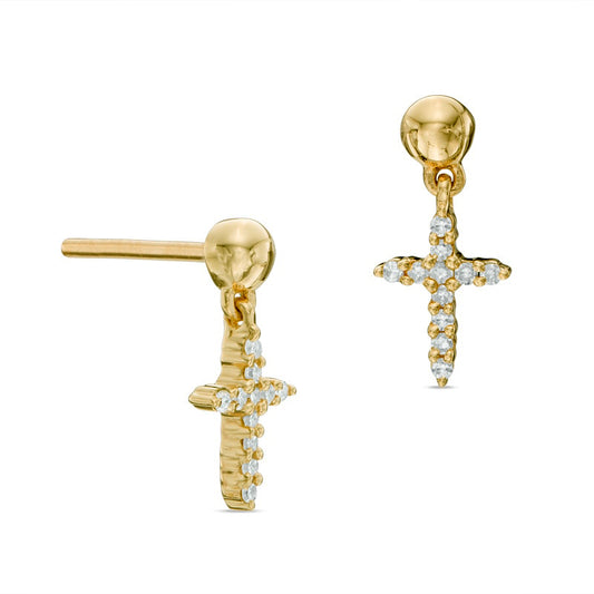 Diamond Accent Cross Drop Earrings in 10K Rose Gold