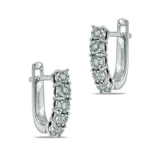 0.17 CT. T.W. Diamond Hoop Earrings in 10K White Gold