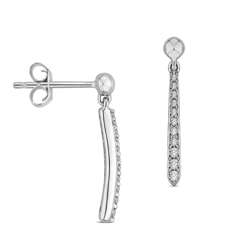 0.17 CT. T.W. Diamond Line Drop Earrings in 10K White Gold