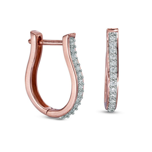 0.2 CT. T.W. Diamond Oval Huggie Hoop Earrings in 10K Rose Gold