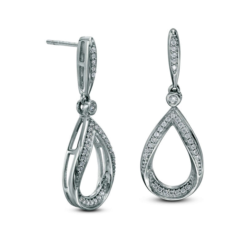 0.2 CT. T.W. Diamond Open Teardrop Dangle Earrings in 10K White Gold